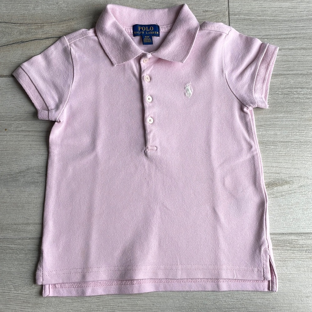 Polo toddler girl button short sleeve shirt pink